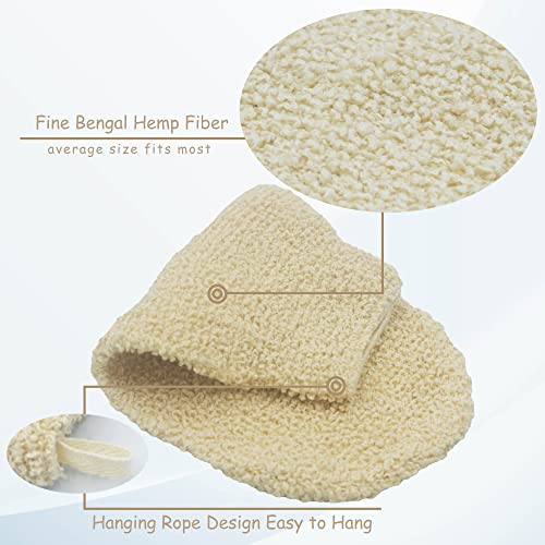 TTYBG Natural Ramie Dual Sided Exfoliating Glove Hand Mitt Mitten Shaped Back and Body Shower Bath Scrubber White, Remove Dead Skin Machine Washable, Pack of 2 - Image 2