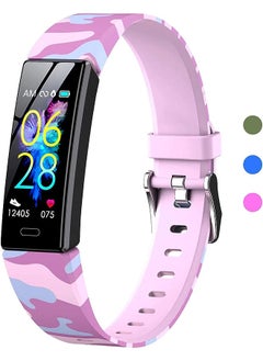 PROMASS Fitness Tracker for Kids Fitbit for Boys Girls 6+ Fitness Watch Activity Tracker with Pedometers, Heart Rate & Sleep Monitor, Stopwatch, Waterproof Gift for Children (Pink Camouflage)  - Image 1