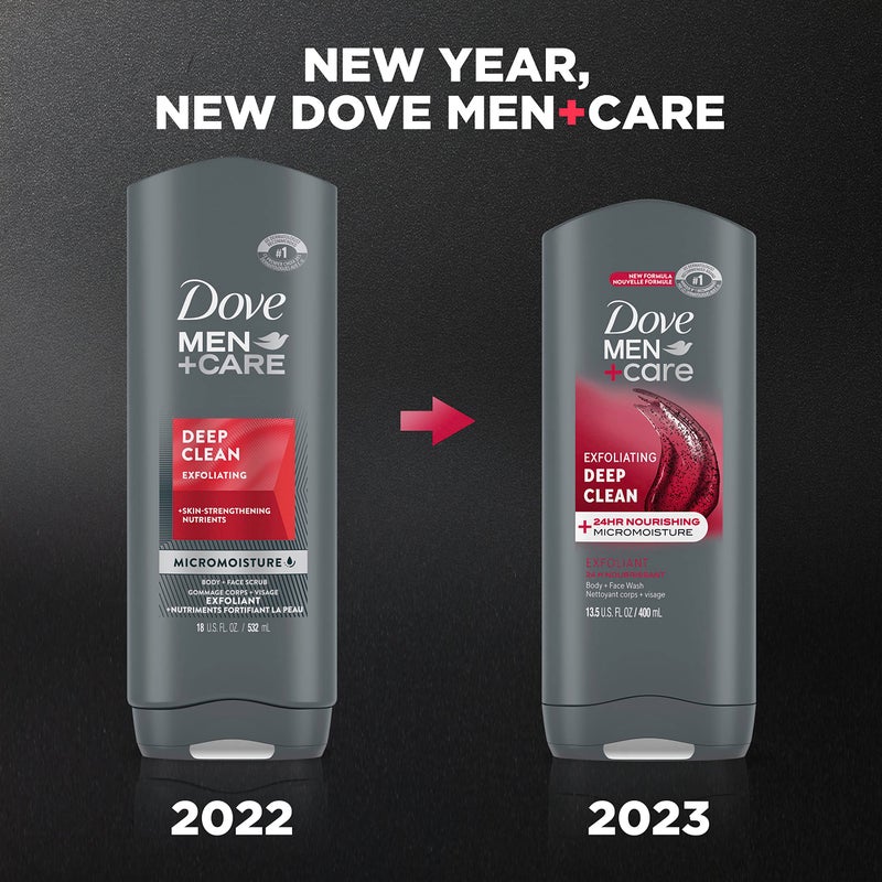 Dove Men+Care DOVE MEN + CARE Body and Face Wash Exfoliating Deep Clean Body Wash for Men with 24-Hour Nourishing Micromoisture Technology, 13.5 oz - Image 2