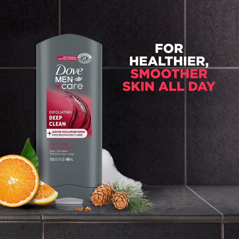 Dove Men+Care DOVE MEN + CARE Body and Face Wash Exfoliating Deep Clean Body Wash for Men with 24-Hour Nourishing Micromoisture Technology, 13.5 oz - Image 3