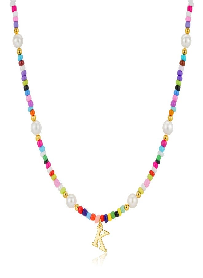 M MOOHAM Christmas Gifts for Kids Girls Teens - 6 7 8 9 10 11 12 13 14 15 Year Old Girl Christmas Gifts Stocking Stuffers Initial K Necklaces Pearl Beaded Necklace for Tween Teenage Girls Necklace - Image 1