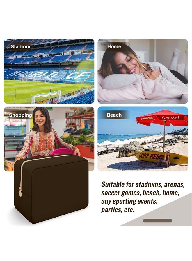 Iqimott حقيبة مكياج كبيرة من النايلون، حقيبة سفر، حقيبة تجميل كبيرة، منظم مكياج بسعة كبيرة، حقيبة أدوات شخصية من النايلون، حقيبة تخزين كبيرة مقاومة للماء للنساء والفتيات والمراهقات (بني) - Image 4