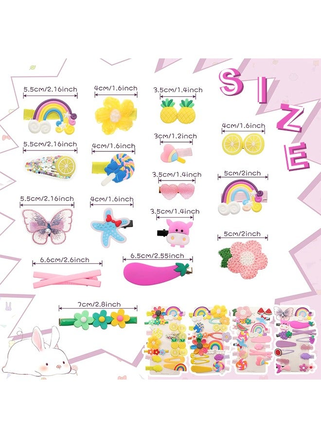 56Pcs Hair Accessories for Girls, Baby Hair Clips, Cute Non Slip Hair Barrettes, Starfish Calf Flower Fruit Dessert Butterfly Candy Patterns Hair Pins for Toddlers (Summer Style) - Image 3