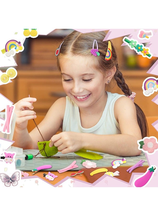 56Pcs Hair Accessories for Girls, Baby Hair Clips, Cute Non Slip Hair Barrettes, Starfish Calf Flower Fruit Dessert Butterfly Candy Patterns Hair Pins for Toddlers (Summer Style) - Image 4