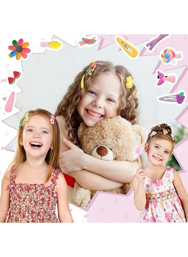 56Pcs Hair Accessories for Girls, Baby Hair Clips, Cute Non Slip Hair Barrettes, Starfish Calf Flower Fruit Dessert Butterfly Candy Patterns Hair Pins for Toddlers (Summer Style) - Image 5