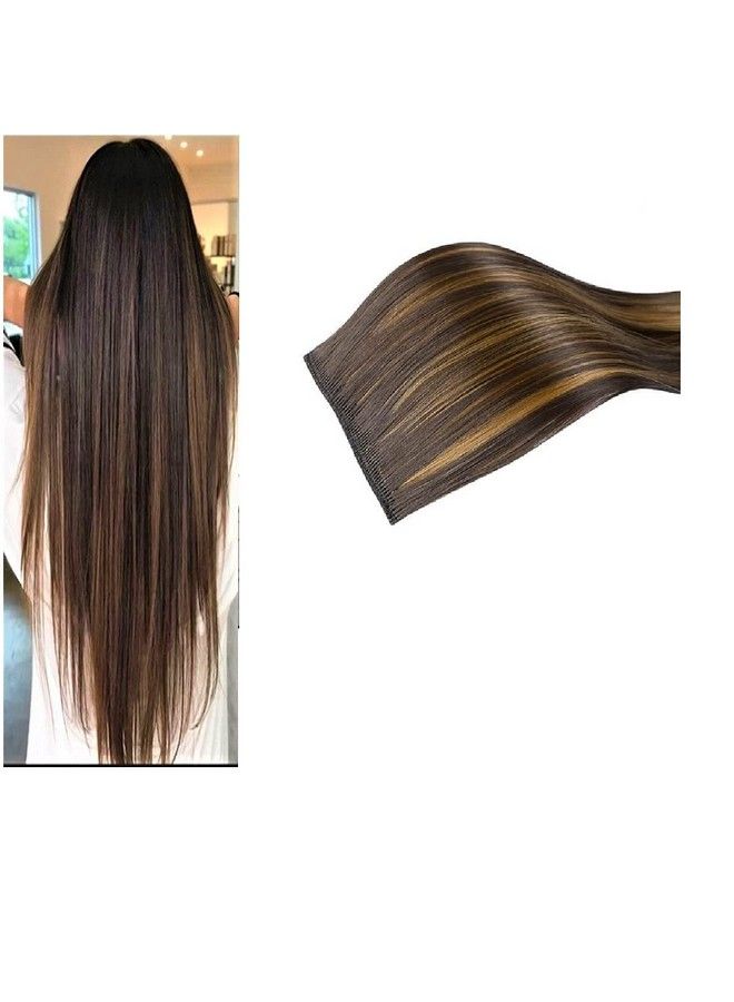 Artifice 5 Clip Super Duper Long 36" Straight Hair Extension (Brown With Blonde Highlighted) - Image 1
