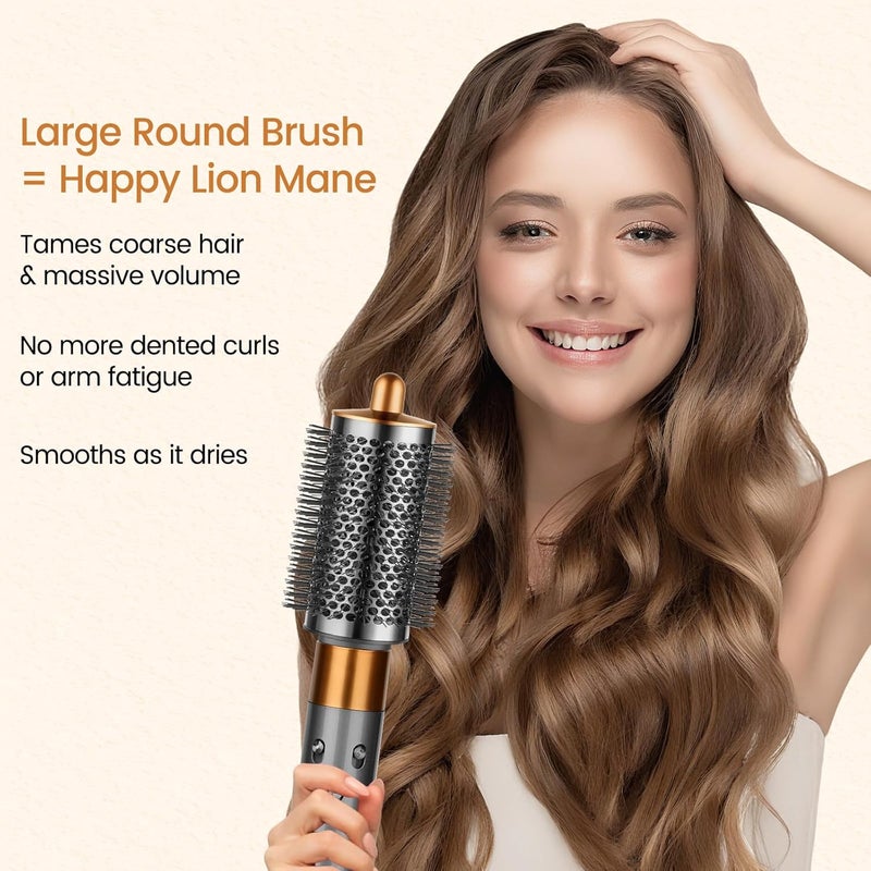 PUREGUST Upgraded Large Round Brush for Dyson Air Wrap Jumbo Oval Round Volumizing Brush for Dyson Airwrap Accessories, Gold - Image 5