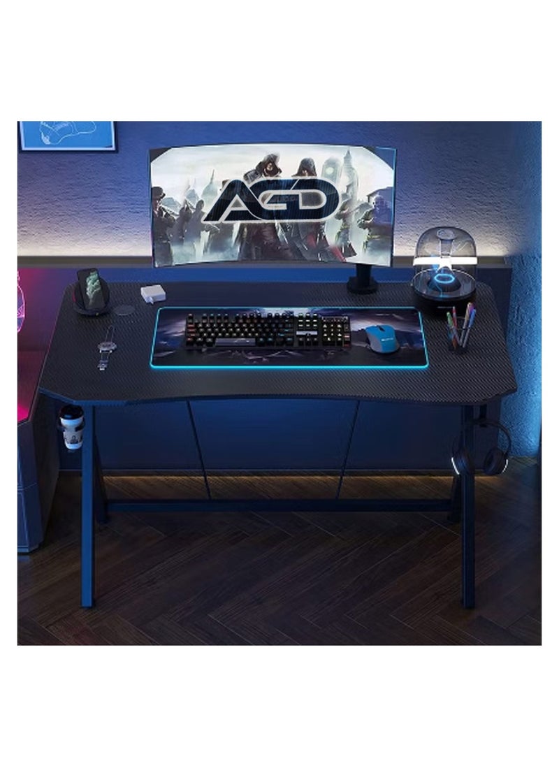 AGD Gaming Desk 120 cm, Small Gaming Desk, Gift Idea, PC Computer Desk, Home Office Desk Workstation with Carbon Fiber Surface, Gaming Table with Headphone Hook and Cup Holder  - Image 5