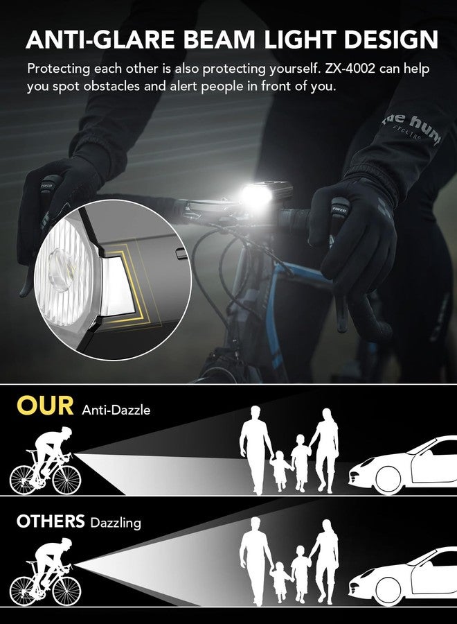 Smiling Shark Bicycle Lights, LED Bike Front Clip Light & Free Red Tail Light IPX6 Waterproof USB Rechargeable Powerful Safety Bike Headlight Accessories Set for Night Riding Cycling - Image 4