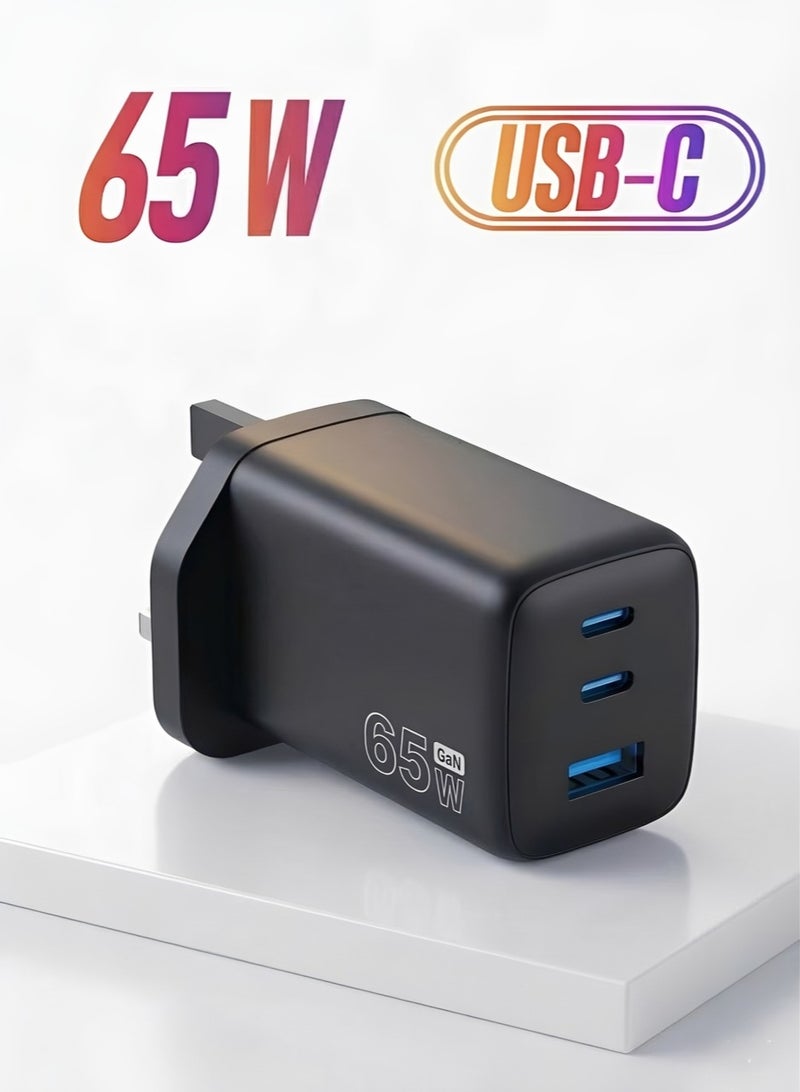 ايه كيه تي ستار شاحن سريع متعدد المنافذ بقوة 65 واط بتقنية GaN، مزود بمخرج USB-C وUSB-A، يدعم الشحن السريع PD وQC 3.0، محول جداري صغير الحجم مزود بحماية من الحرارة الزائدة، متوافق مع أجهزة MacBook Air وMacBook Pro وأجهزة الكمبيوتر المحمولة من Apple وSamsung - Image 1