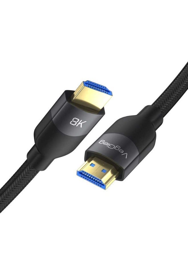 فيج جيج كابل HDMI 2.1 فائق السرعة بدقة 8K (OFC) - 48 جيجابت في الثانية، 8K بتردد 60 هرتز، 4K بتردد 120/144 هرتز، eARC، HDR، VRR، ALLM، QFT، QMS، Dolby Vision، Atmos Black بطول 3 متر - Image 1