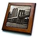 3DROSE 3dRose ft_98343_1 Brooklyn Bridge, East River, Part of NYC Skyline in Sepia-Framed Tile, 8 by 8-Inch  - Image 2