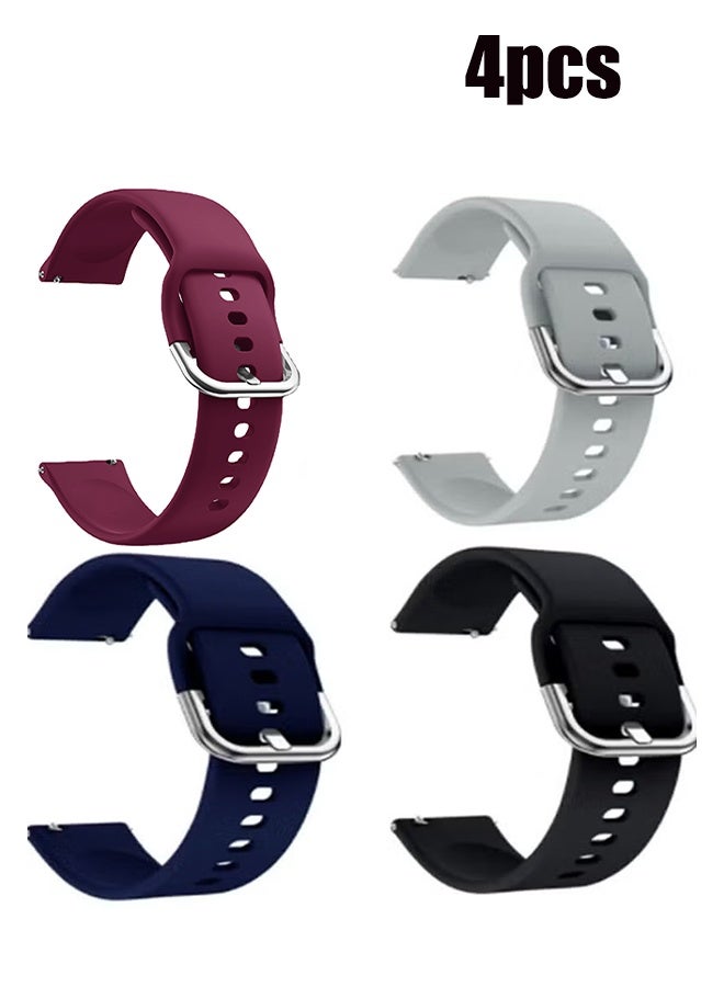 واي جيه سوار رياضي من السيليكون لسامسونج جالاكسي أكتيف 2 ، أحزمة ساعة 20 ملم متوافقة مع سامسونج جالاكسي ووتش أكتيف 2 ، رجال ، 4 عبوات أسود ، أبيض ، بنفسجي غامق ، أزرق غامق - Image 1