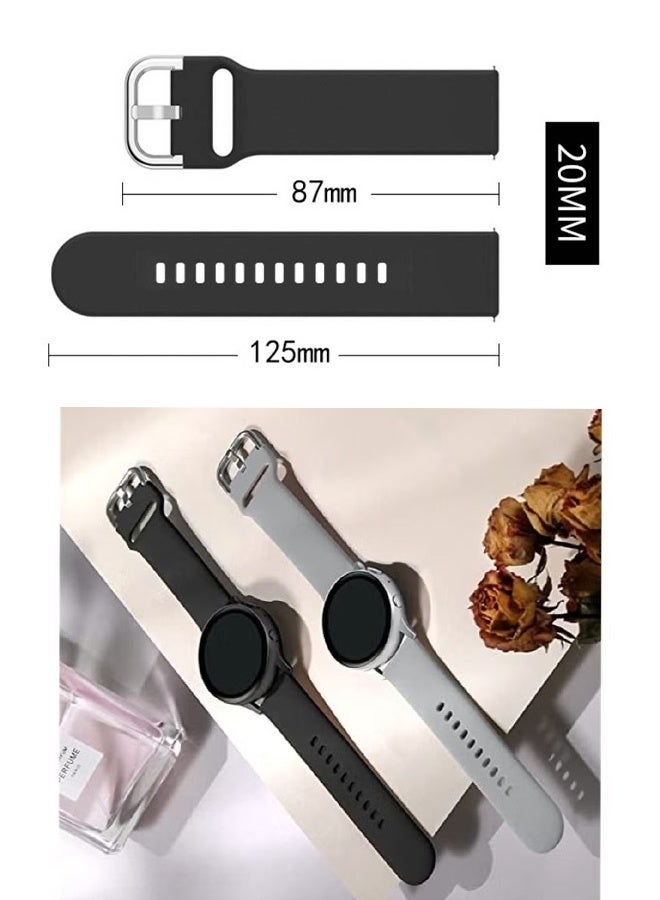 واي جيه سوار رياضي من السيليكون لسامسونج جالاكسي أكتيف 2 ، أحزمة ساعة 20 ملم متوافقة مع سامسونج جالاكسي ووتش أكتيف 2 ، رجال ، 4 عبوات أسود ، أبيض ، بنفسجي غامق ، أزرق غامق - Image 3