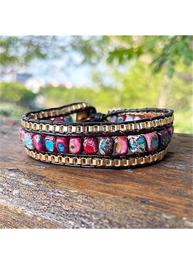 Arabest Natural Jasper Bracelet-Emotional Healing Gemstone Bracelet-Spiritual Protection Meditation Balance Grounding Inner Peace Bracelet - Image 3