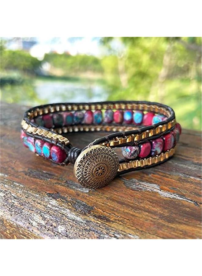 Arabest Natural Jasper Bracelet-Emotional Healing Gemstone Bracelet-Spiritual Protection Meditation Balance Grounding Inner Peace Bracelet - Image 4