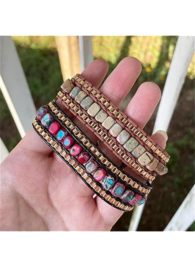 Arabest Natural Jasper Bracelet-Emotional Healing Gemstone Bracelet-Spiritual Protection Meditation Balance Grounding Inner Peace Bracelet - Image 5