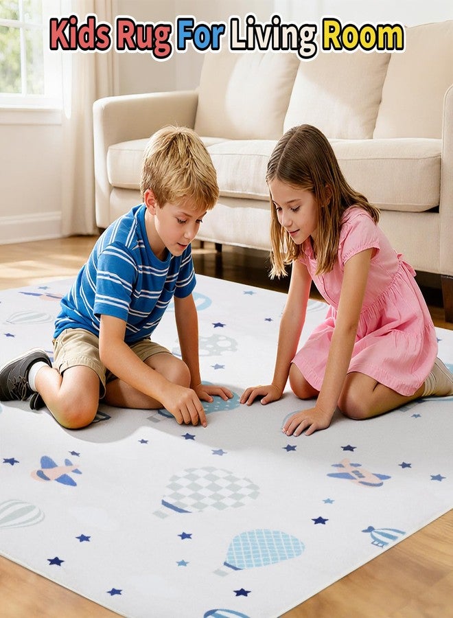 UKISS Kids Play Rug ，55"x55" Non-Slip Washable Kids Rug Play Mat for Floor,Area Rug Kid Carpet for Playroom Living Room Nursery Room Decor - Image 3