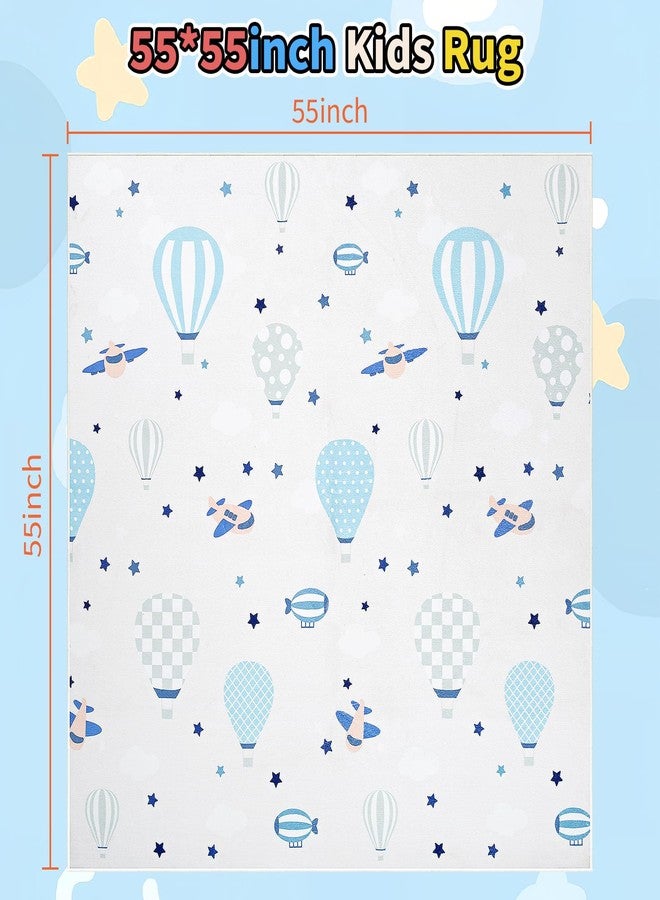 UKISS Kids Play Rug ，55"x55" Non-Slip Washable Kids Rug Play Mat for Floor,Area Rug Kid Carpet for Playroom Living Room Nursery Room Decor - Image 2