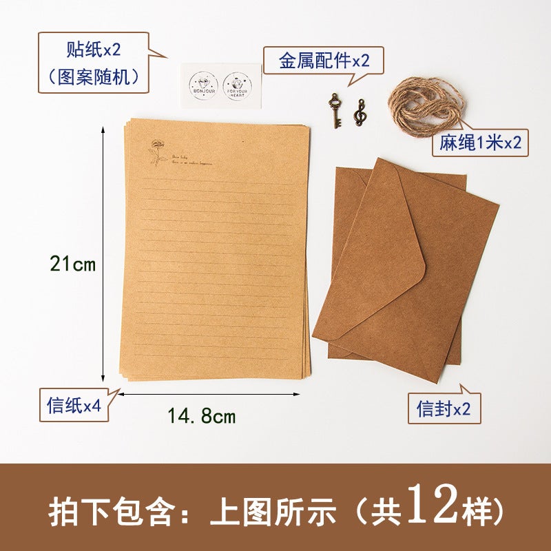 Creative Aesthetic Retro Envelope Letter Paper Set Aesthetic Envelope Letter Paper European-Style Retro Fire Paint Envelope Letter Paper - Image 1