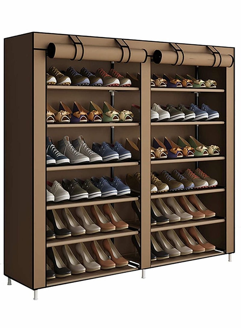 HomarKet 12-Layer Simple Dustproof Shoe Rack Coffee Brown - Image 1