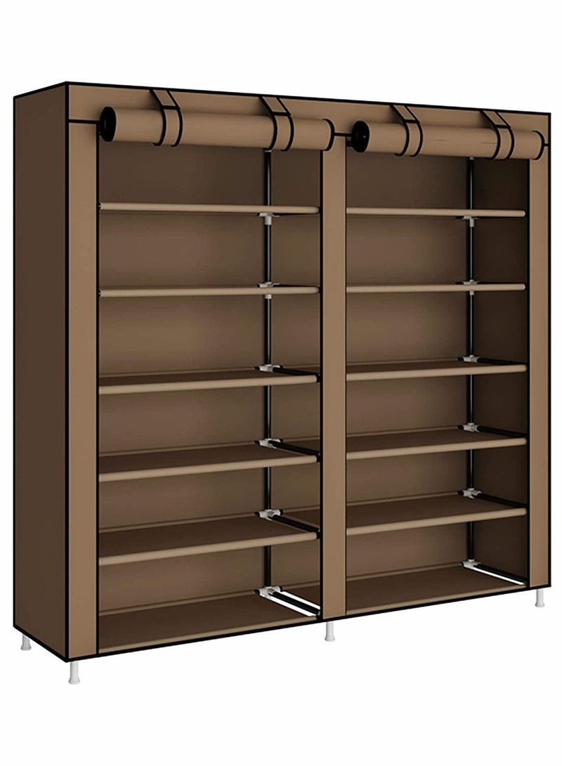 HomarKet 12-Layer Simple Dustproof Shoe Rack Coffee Brown - Image 4