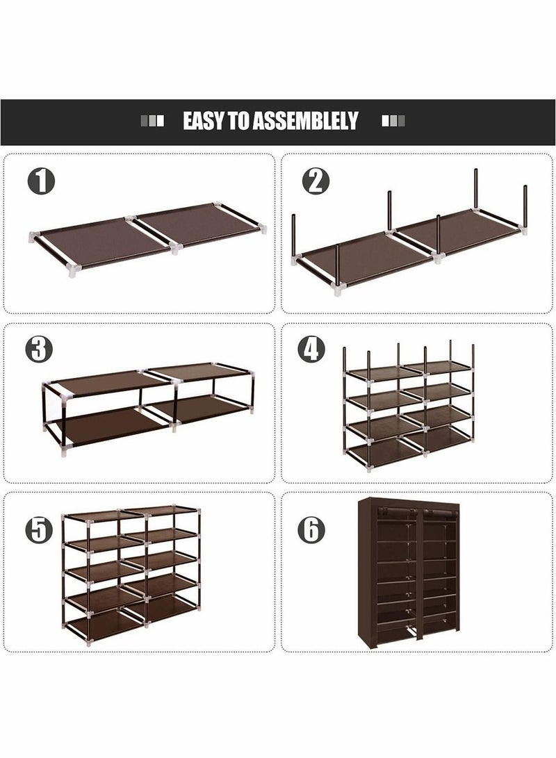 HomarKet 12-Layer Simple Dustproof Shoe Rack Coffee Brown - Image 3