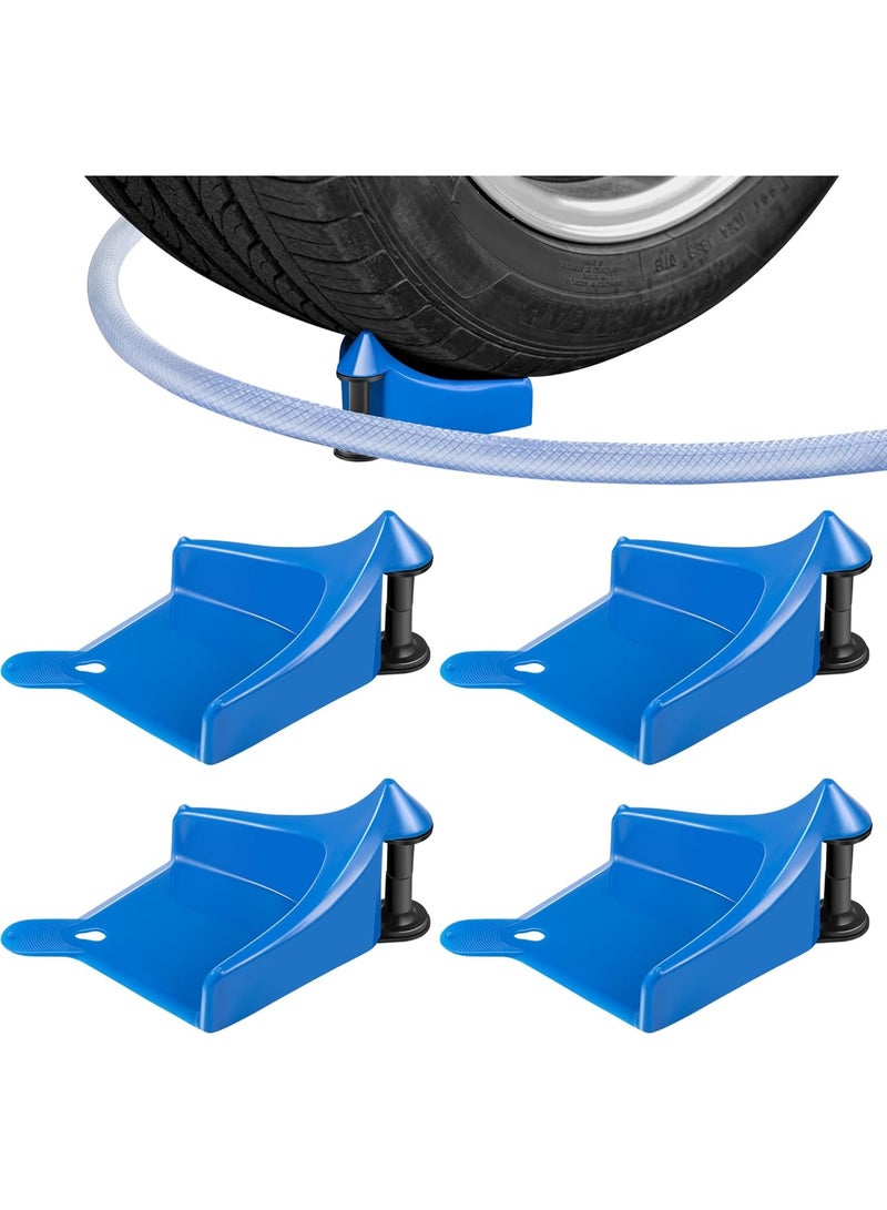 4 Pcs Car Hose Guide, Tire Hose Roller for Car Washing, Detailing Tire Hose Guide Preventing Pressure Washer Hose Stuck Under The Wheels, Plastic Wash Tool to Avoid Snagging(Blue) - Image 1