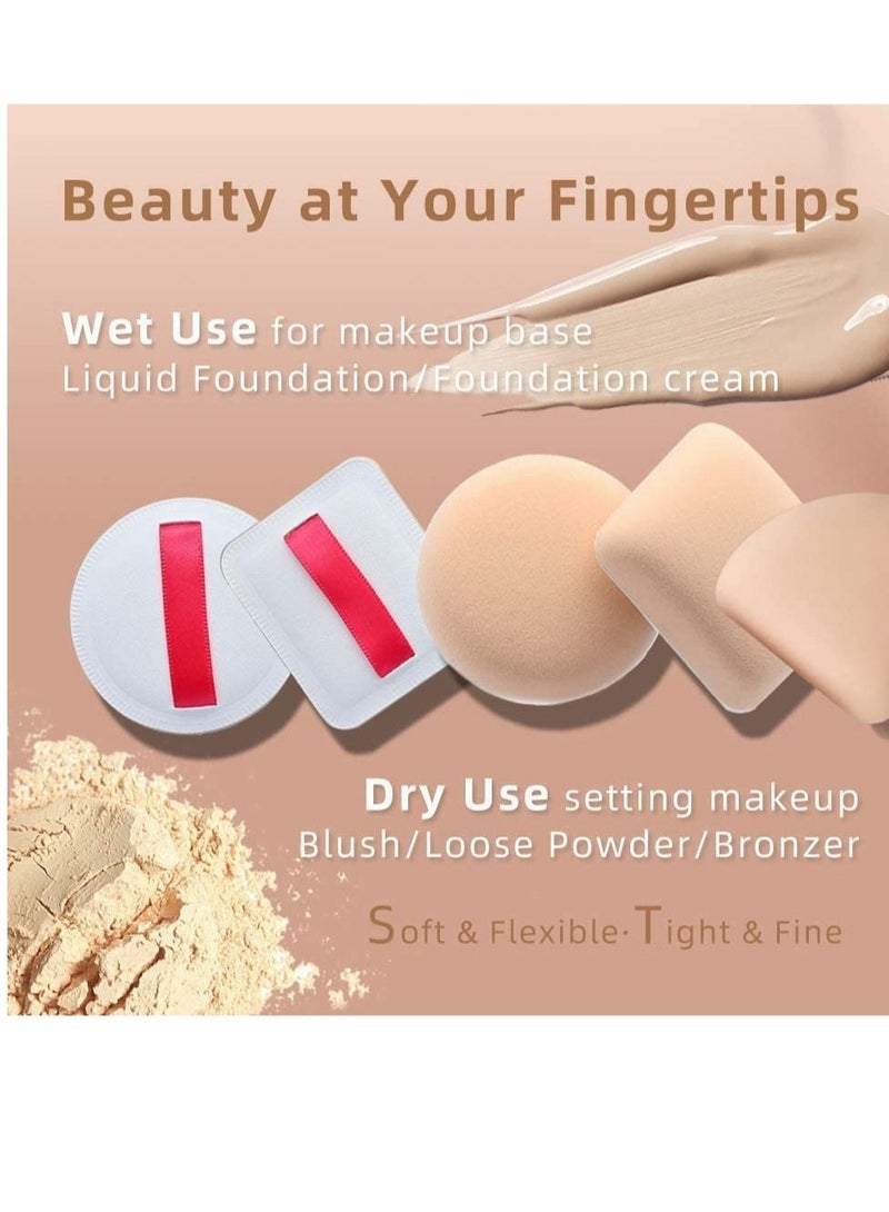Excefore Foundation Sponge Air Cushion Puff, 6 Pcs Ultra Soft Makeup Sponges Set Face Paint Sponge Set Primer Puff Sponges for Cream, Liquid Foundation & Powder Application (Triangle Round And Square)  - Image 4