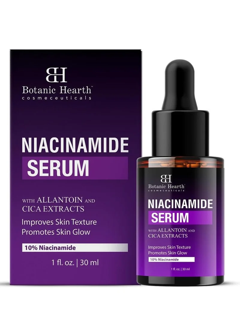 Botanic Hearth 10% Niacinamide Face Serum with Allantoin, Zinc PCA, Cica & Hyaluronic Acid | Minimize Pores, Correct Dark Spots, Even Skin Tone | All Skin Types | For Women & Men | 1 fl oz