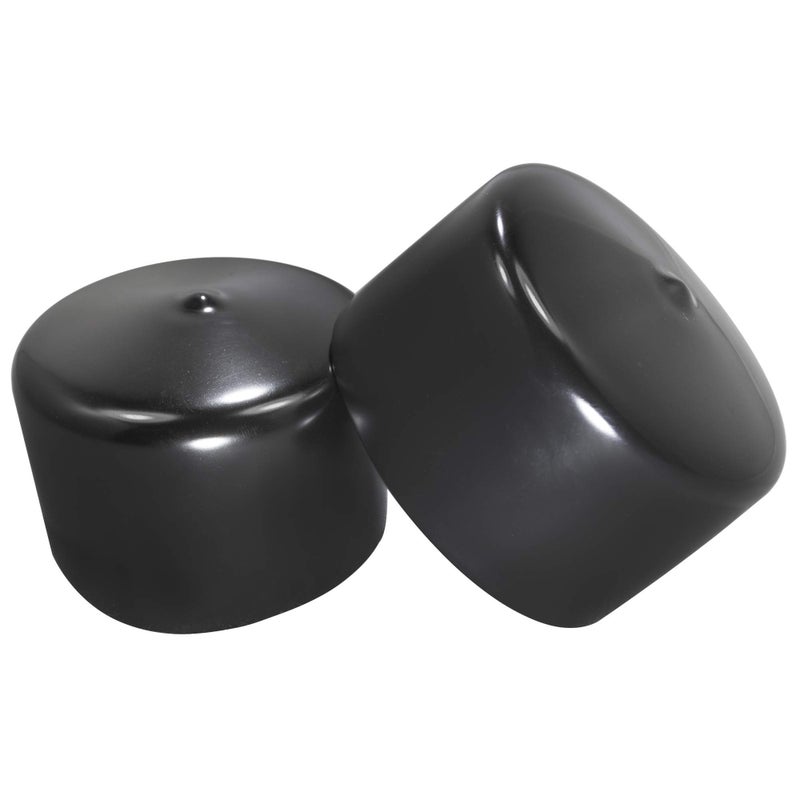Prescott Plastics 2 1/2â€ (63.5mm) Outer Diameter Flexible Plastic Hole Caps, Round Black Metal Tubing End Caps, Strong Furniture Leg Inserts, Impact & Weather Resistant, Made in The USA - 4 Pack - Image 1