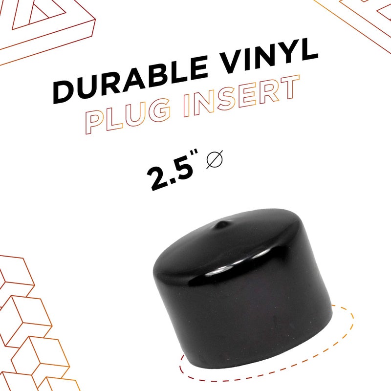 Prescott Plastics 2 1/2â€ (63.5mm) Outer Diameter Flexible Plastic Hole Caps, Round Black Metal Tubing End Caps, Strong Furniture Leg Inserts, Impact & Weather Resistant, Made in The USA - 4 Pack - Image 2