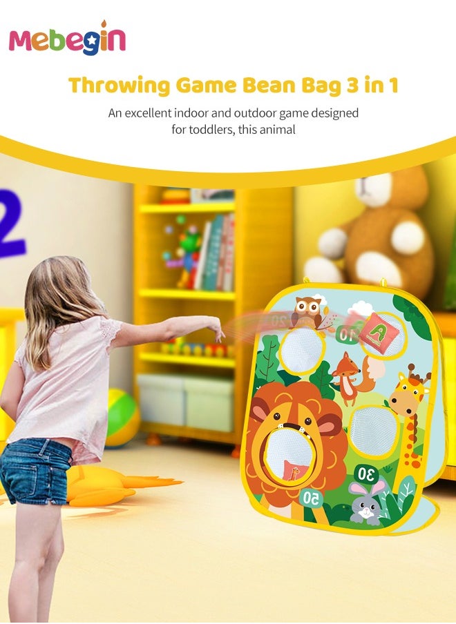 MEBEGIN 3 In 1 Toss Game Kit with Storage Bag, 8 Beanbags, 6 Balls and Other Accessaries, Foldable Portable Tossing Game Board, Sandbag Throwing, Dart Board and Tic Tac Toe, Creative Dart Board Set for Kids and Family Activities, Perfect Indoor Outdoor Toy  - Image 3