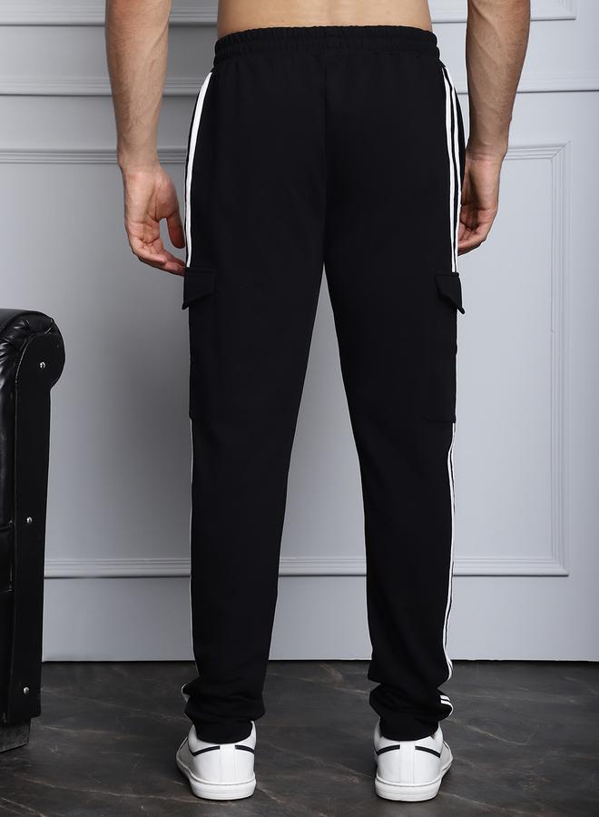 Take Two Men Black Side Stripe Cargo Pocket Joggers - Image 2