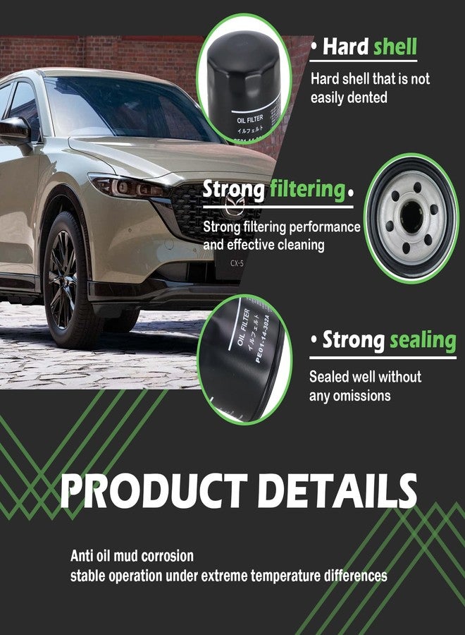 Kefly PE01-14-302A Engine Oil Filters Fits for Mazda 3 6 CX-3 CX-30 CX-5 CX-50 MX-5 Miata, with Drain Plug Gasket (1PCS) - Image 5