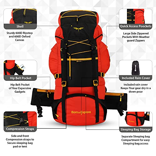 Impulse Rucksack 75 L Travel Bag For Men Tourist Bag For Travel Backpack For Hiking Trekking Travelling Bag For Men Camping Bag Banyan With 1 Year Warranty (Orange) - Image 2