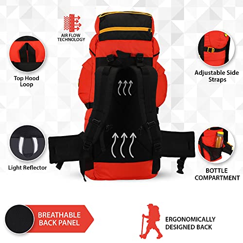 Impulse Rucksack 75 L Travel Bag For Men Tourist Bag For Travel Backpack For Hiking Trekking Travelling Bag For Men Camping Bag Banyan With 1 Year Warranty (Orange) - Image 3
