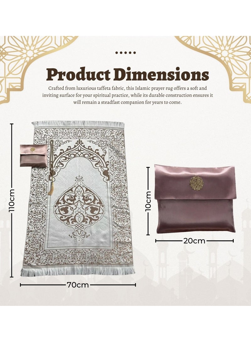 Home Smart Home Smart Prayer Mat with Prayer Beads and Storage Pouch Portable Mat for Travel Ramadan Ideal Gift for Men and Women  - Image 2