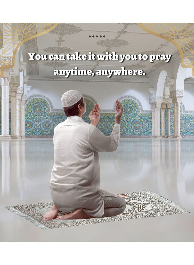 Home Smart Home Smart Prayer Mat with Prayer Beads and Storage Pouch Portable Mat for Travel Ramadan Ideal Gift for Men and Women  - Image 4