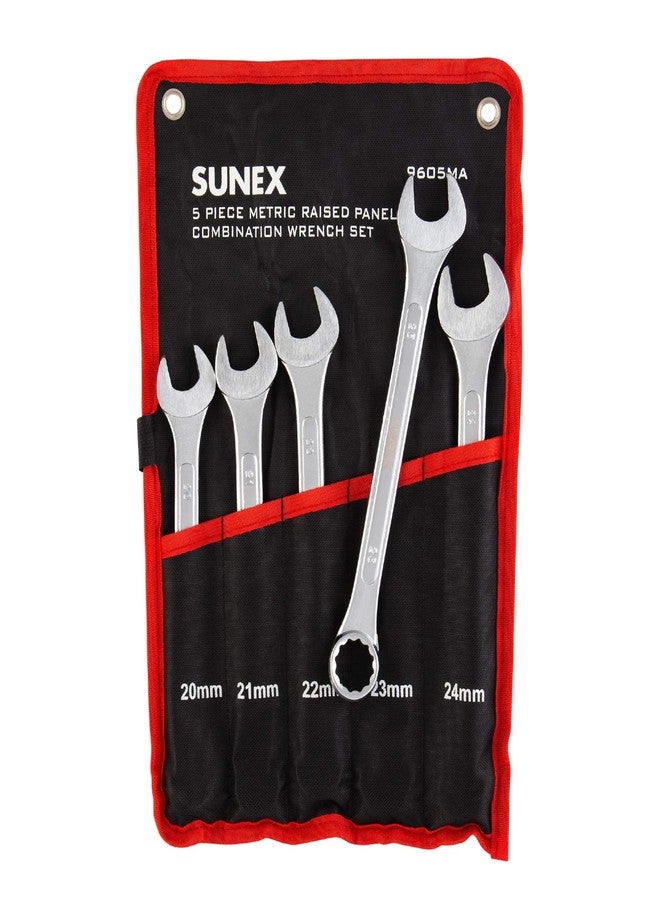 SUNEX TOOLS 9605MA 5 Piece Raised Panel Metric Combination Wrench Set (Raised Panel) CRV - Image 2