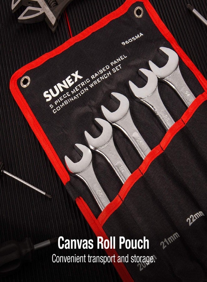 SUNEX TOOLS 9605MA 5 Piece Raised Panel Metric Combination Wrench Set (Raised Panel) CRV - Image 3
