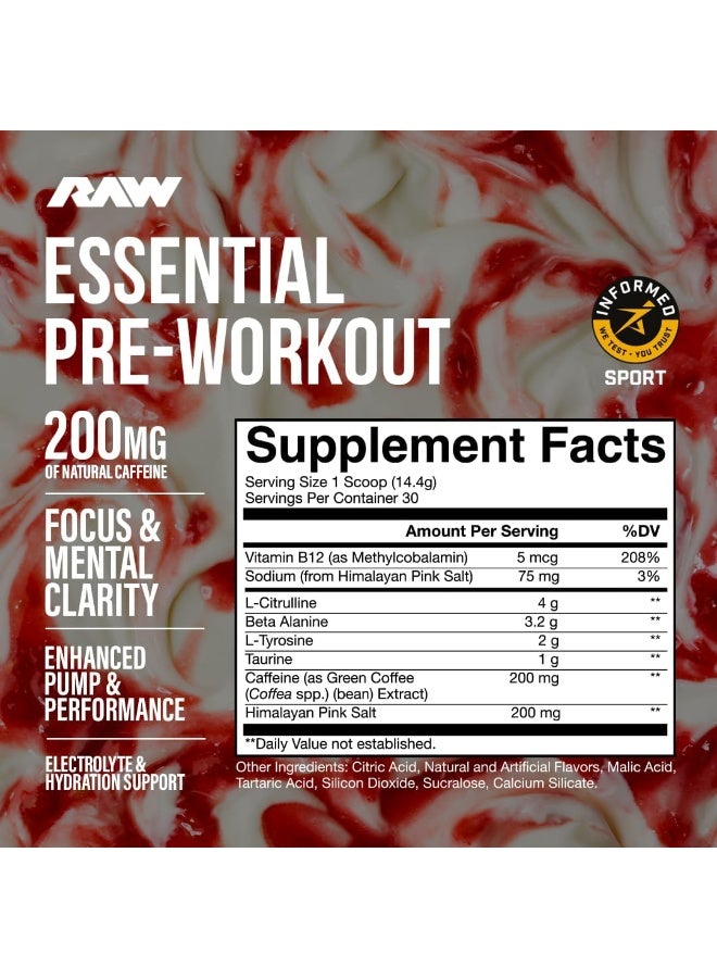 RAW Essential Pre-Workout - Raspberry Creamthickle (14.39 Oz. / 30 Servings) - Image 2