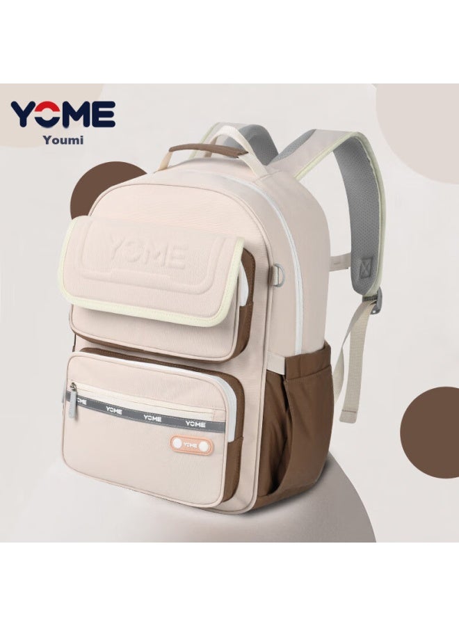 Yome Backpack For Primary School Students Grades 3-6, Large Capacity, Casual Travel Lightweight Backpack For Upper Grades, Brown - Image 1