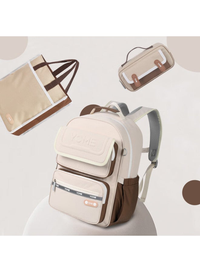 Yome Backpack For Primary School Students Grades 3-6, Large Capacity, Casual Travel Lightweight Backpack For Upper Grades, Brown - Image 3