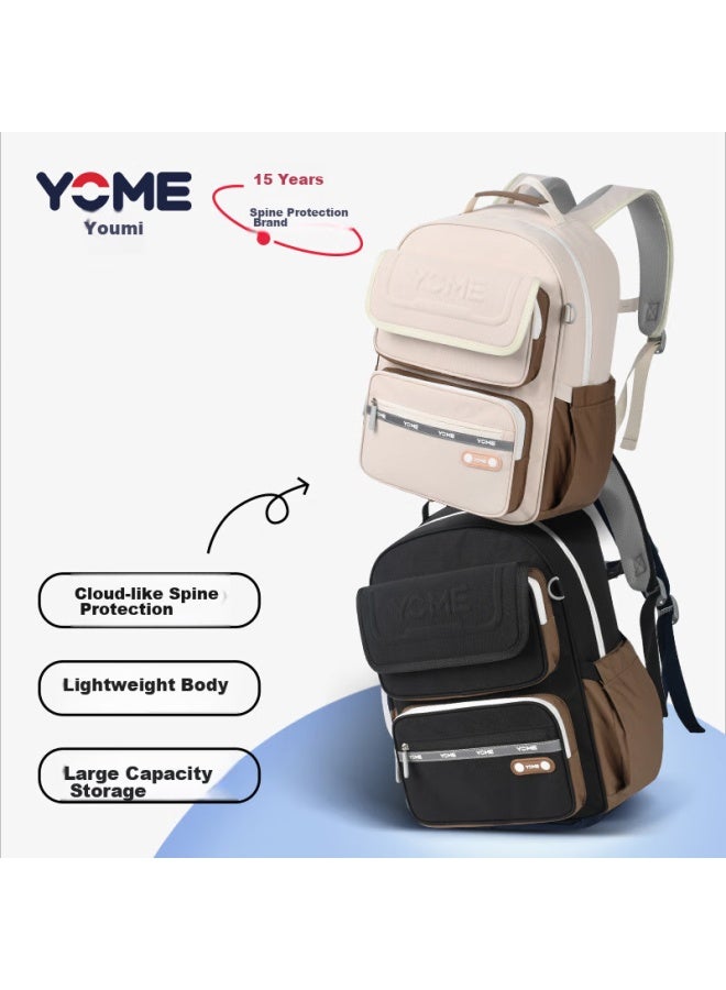 Yome Backpack For Primary School Students Grades 3-6, Large Capacity, Casual Travel Lightweight Backpack For Upper Grades, Brown - Image 5