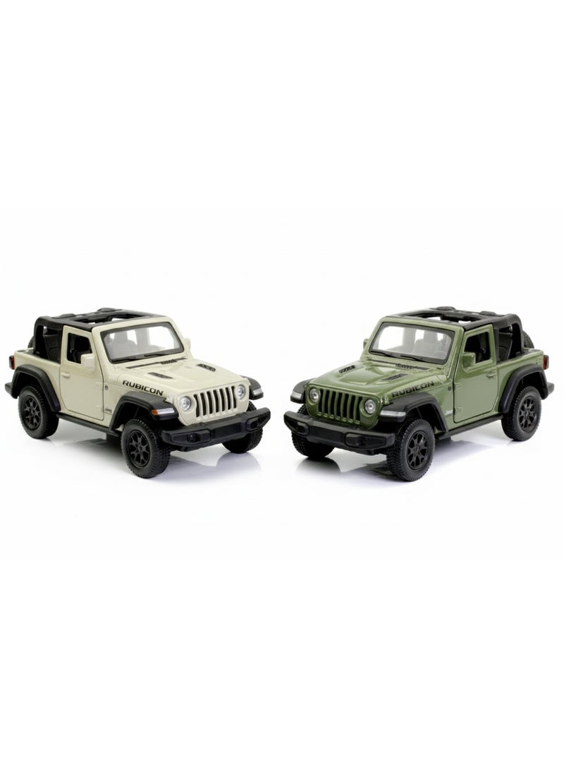 D-Power Diecast Jeep Rubicon 2021 – 1:36 Scale Model Car, Assorted Colors Green / Beige, 1 Piece, Pull Back Action, Collectible SUV Toy - Image 1