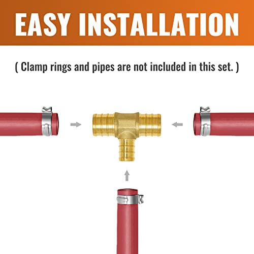 SUNGATOR 6-Pack 3/4" X 3/4" X 1/2" PEX Reducing Tee Brass Crimp Fitting, No Lead Brass - Image 4