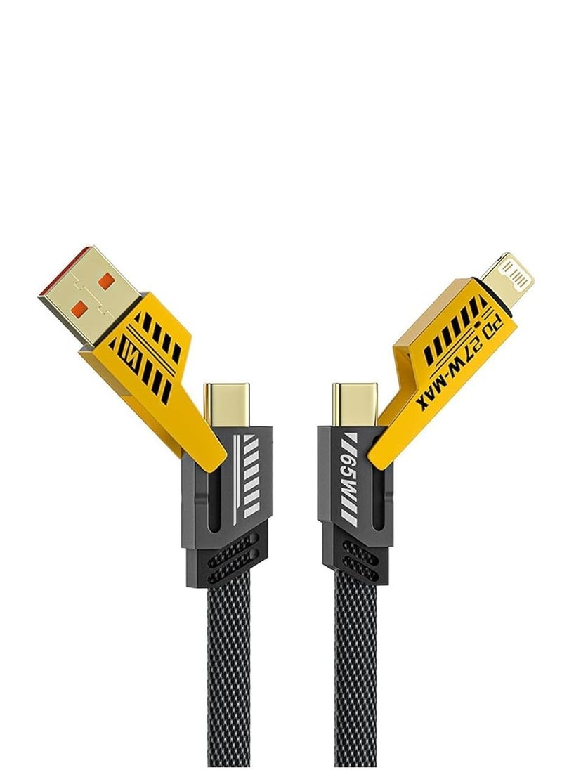 Plan A - Multi USB Charging Cable 4 in 1, 1.2M Fast Charging Cable with USB A/USB C 65W Type-C and 27W PD Fast Charging Data Transfer Cable Compatible with All Phones - Image 1