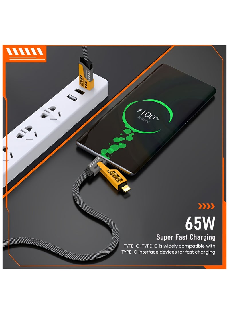 Plan A - Multi USB Charging Cable 4 in 1, 1.2M Fast Charging Cable with USB A/USB C 65W Type-C and 27W PD Fast Charging Data Transfer Cable Compatible with All Phones - Image 1