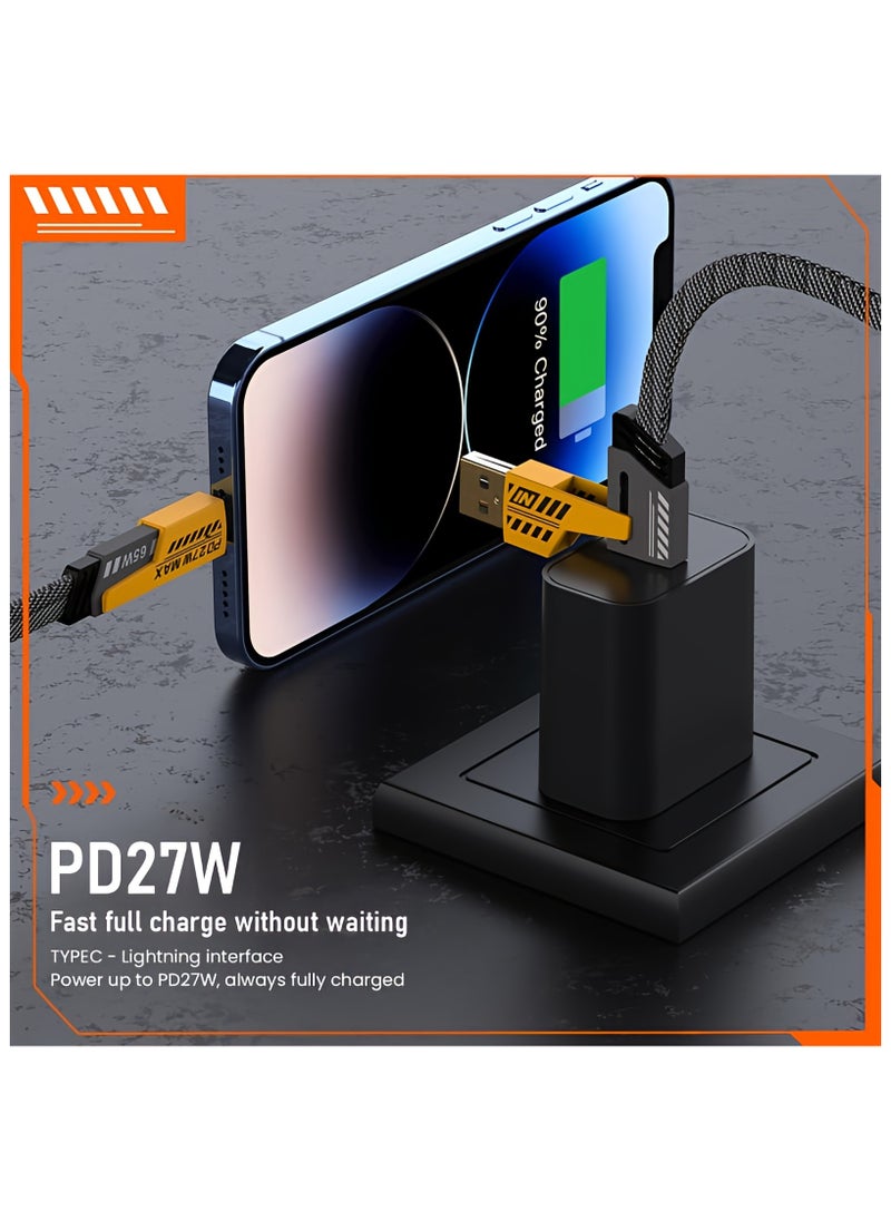 Plan A - Multi USB Charging Cable 4 in 1, 1.2M Fast Charging Cable with USB A/USB C 65W Type-C and 27W PD Fast Charging Data Transfer Cable Compatible with All Phones - Image 1